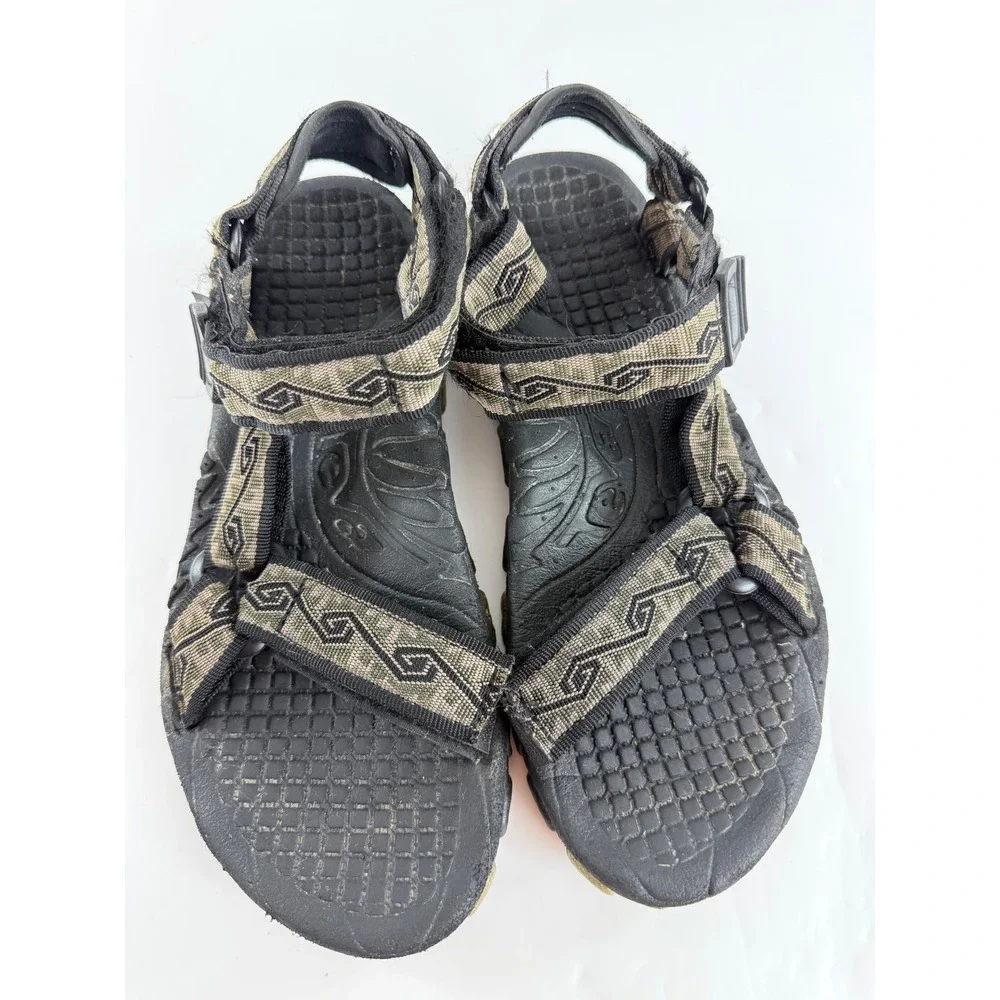 Teva Valkyrie Womens 9W Sport Sandals Black Olive Geometric Hiking Trail F08K7